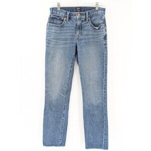 J. Crew Medium Wash Mid Rise Slim Boyfriend Denim Frayed End Jeans Size 24